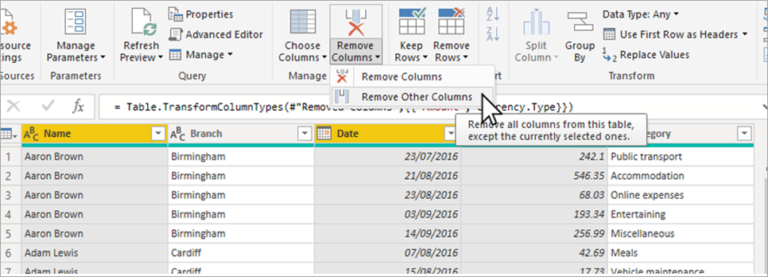 Power BI MCSA Certification Tips – Part 3 : Table.SelectColumns and Table.RemoveColumns