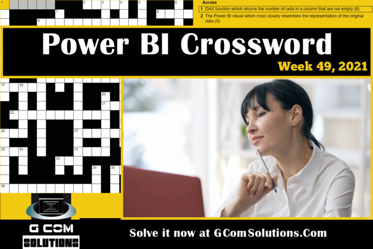 Power BI Crossword: Week 49, 2021